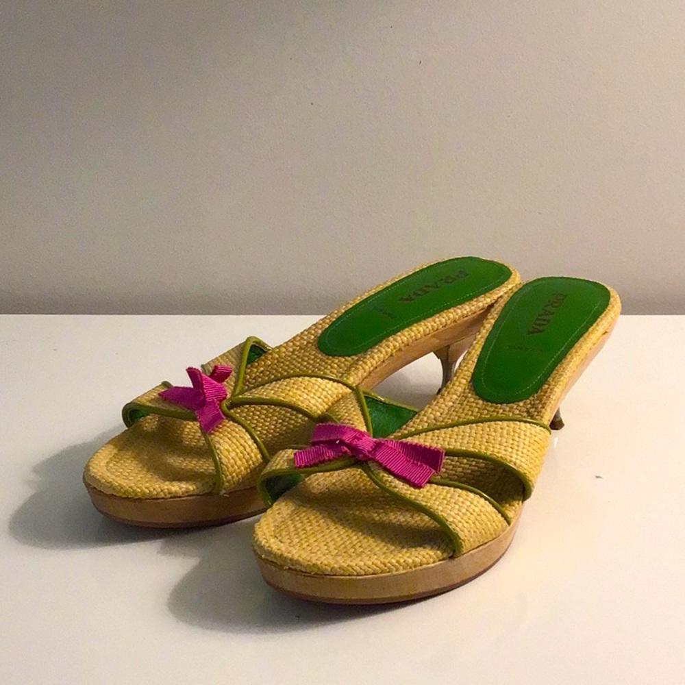 Prada Size 41 EU (10.5 US) Woven Grosgrain Bow Sandals